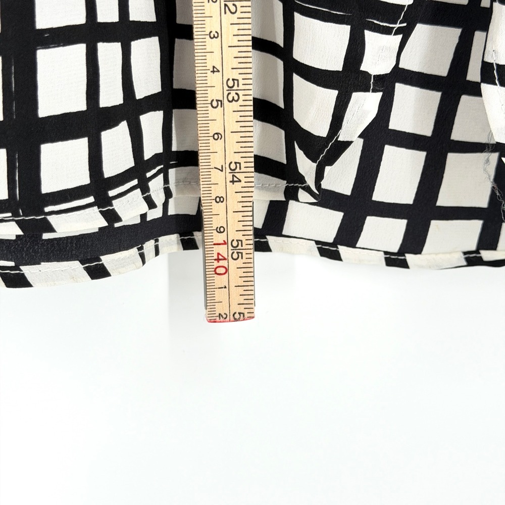 WHIT Sutton Shirt Dress Silk Black White Grid Print Maxi Short Sleeve Size M - Picture 15 of 16